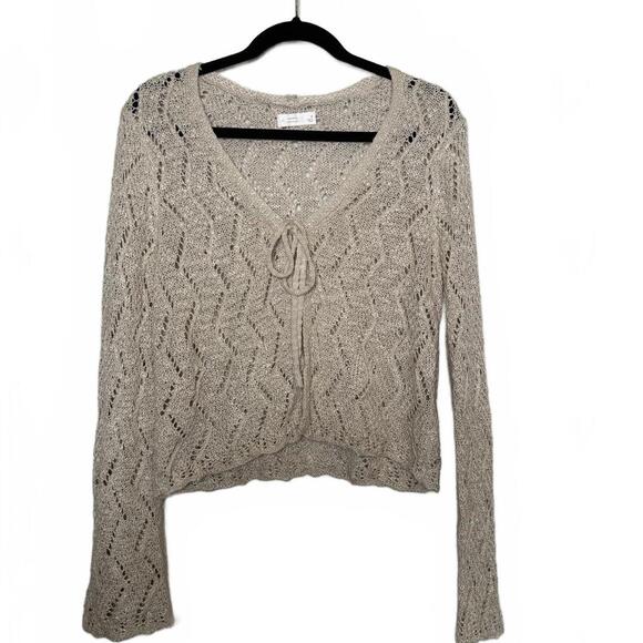 Tan Cream Boho Knitted Sweater Cardigan - Picture 2 of 5